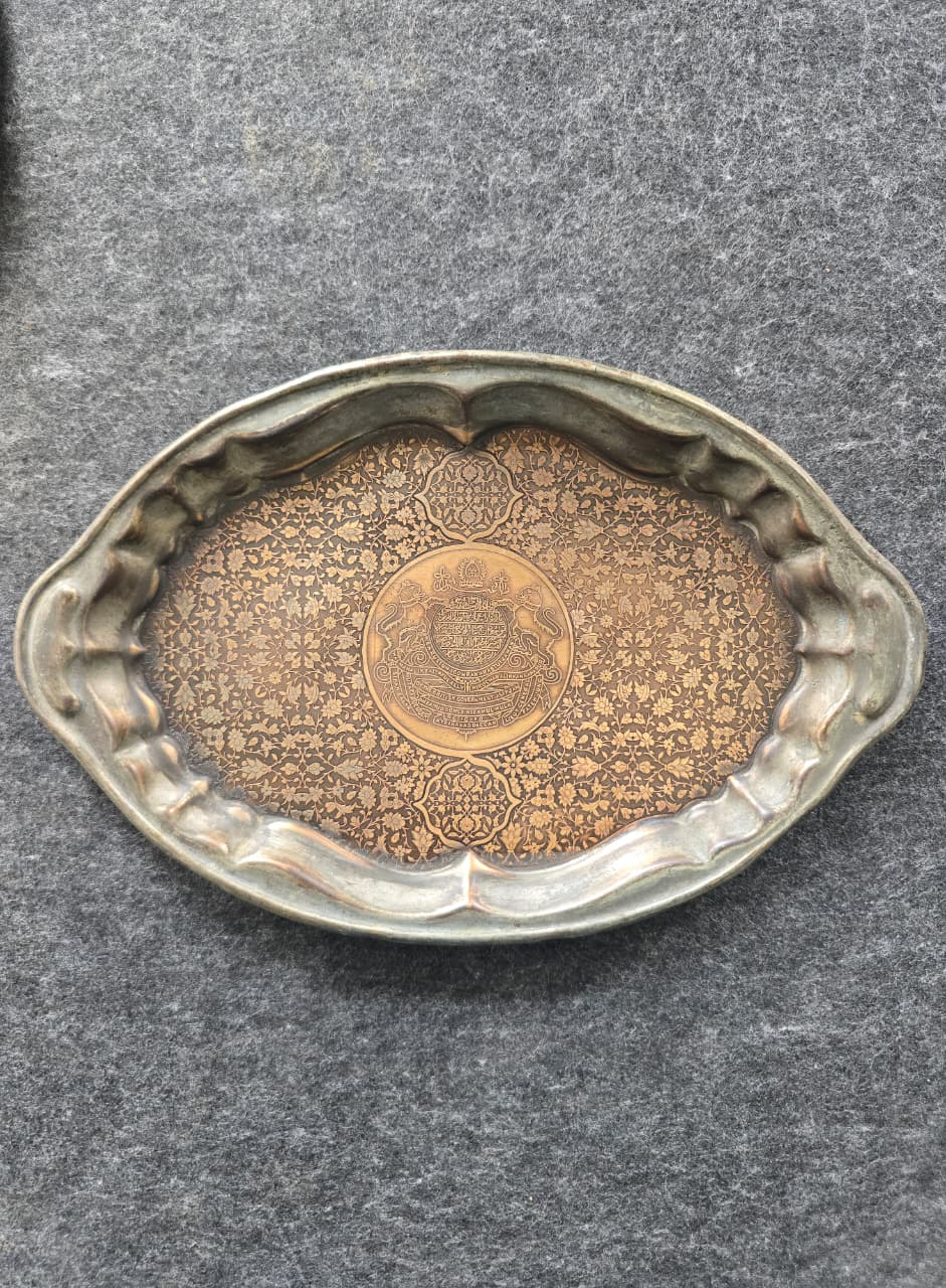 Nizam of Hyderabad coat of arms silver coated brass